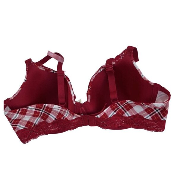 Ambrielle Organic Cotton Demi Classic Racerback Red Plaid Bra Size 38C - Picture 2 of 12